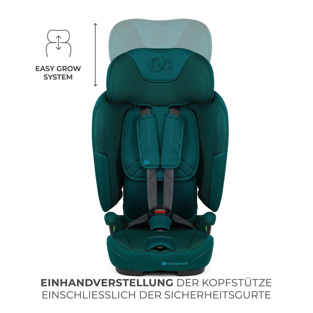 Kinderkraft FIX2GO i-Size – Autokindersitz 76–150 cm – ISOFIX – SAFERIDE SENSOR – H-GUARD+ – EASY GROW – klappbar – AIR FLOW – R129 - Grün