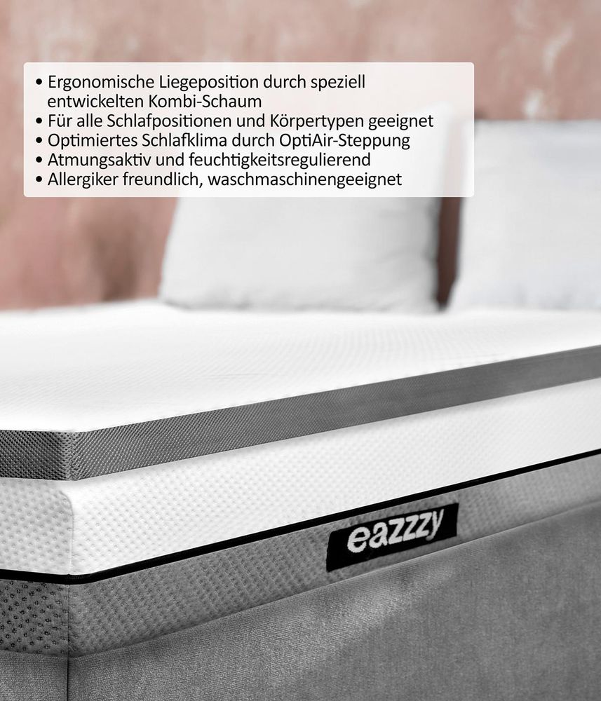 Genius eazzzy Topper Trend, 180x 200x 5 cm Matratzentopper, atimungsaktiv, Memory Schaum, Allergiker geeignet Matratzenauflage mit abnehmbarem Bezug