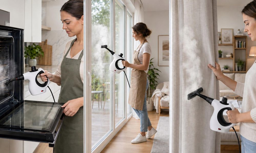 Myjka Parowa Parownica Czyścik Mop Parowy Do Kuchni Podłogi Okien Fug 1050W