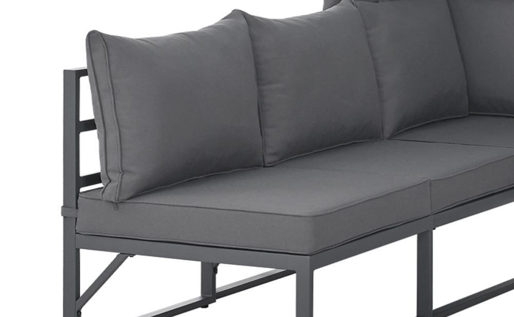 SVITA MAUI Gartenmöbel-Lounge-Set mit Dach Outdoor-Sofa Strandkorb-Sonneninsel Stahl Grau