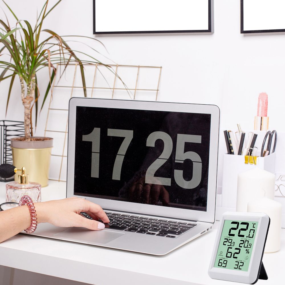 Thermometer Hygrometer Digital Innen LCD Raumthermometer Feuchtigkeitssensor Luftfeuchtigkeit Temperatur Innenräume Büro Babyzimmer Wohnzimmer Retoo