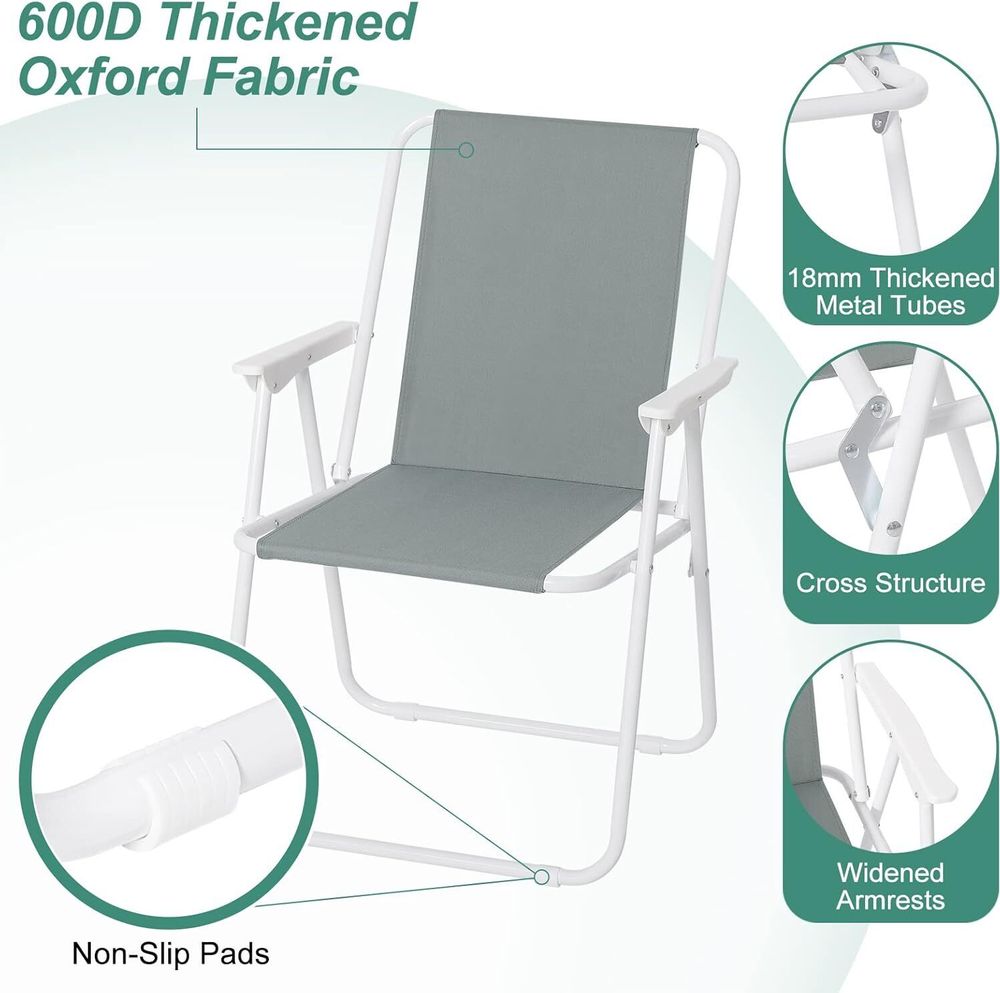 WOLTU Campingstuhl klappbar, Klappstuhl Leichter für Outdoor, Angelstuhl mit Armlehnen, Strandstuhl Klapphocker für Camping Strand Garten Terrasse, Dunkelgrau