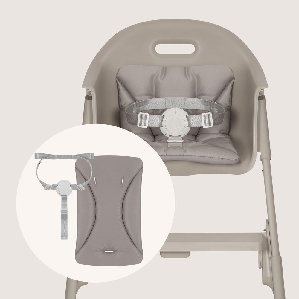 Lionelo Beny Baby Hochstuhl mit 3-Punkt-Gurt, verstellbarem Tablett & Fußstütze, platzsparend, 6–36 Monate bis 15 kg - Beige