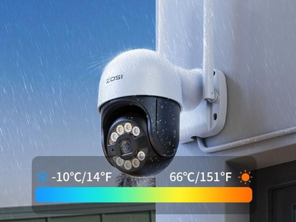 ZOSI 3MP Überwachungskamera Set WLAN Aussen ohne Festplatte, 4X Pan Tilt IP Dome Kamera 355°/140° Schwenkbar, Personenerkennung, Farbnachtsicht