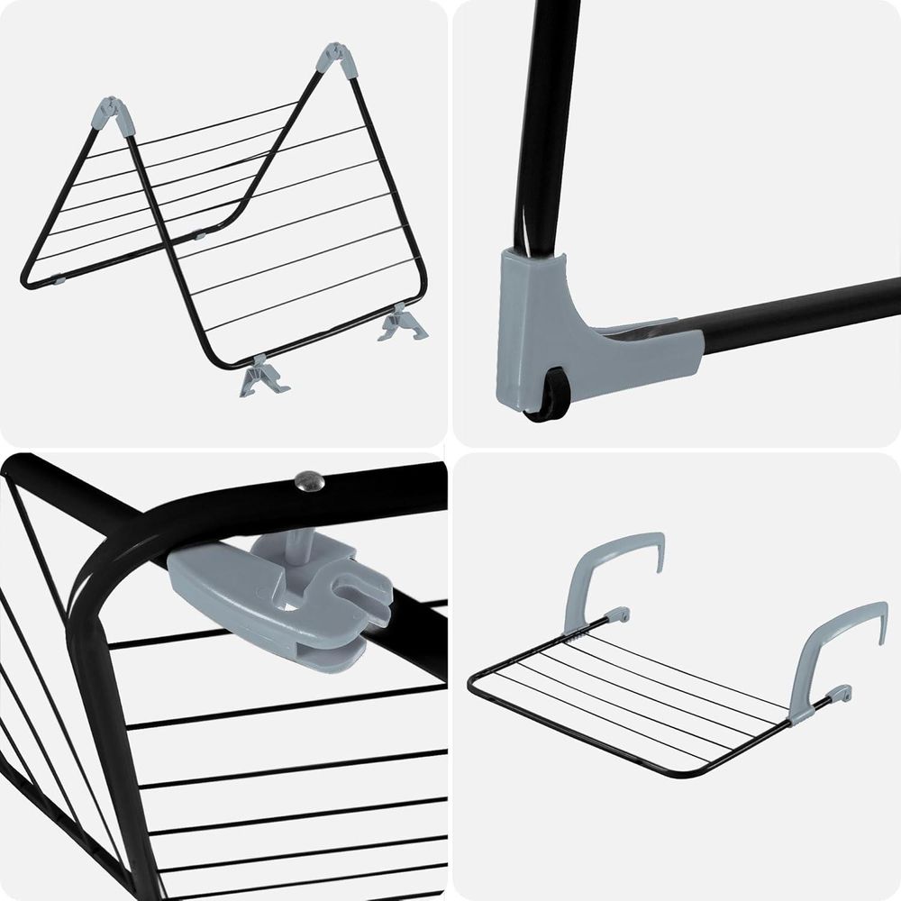 KADAX 3-in-1-Wäschetrockner, stehend, für Unterwäsche, Kleidung, klappbar, Balkon + Rollen