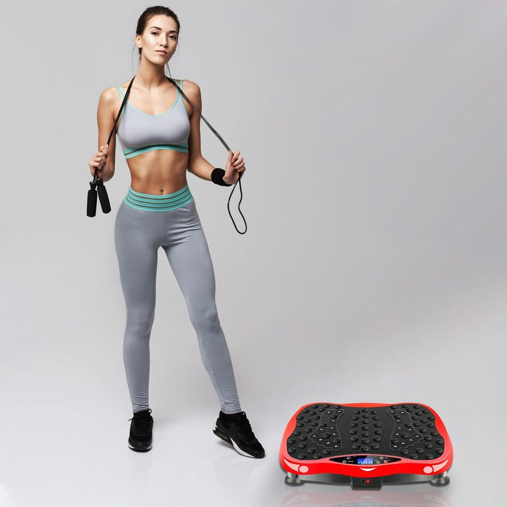 Vibrationsplatte mit Bluetooth LCD Vibrationstrainer Fitness Fernbedienung Trainingsbänder Vibro Sports Shaper Oszillation Trainingsgerät 3D 4D Retoo