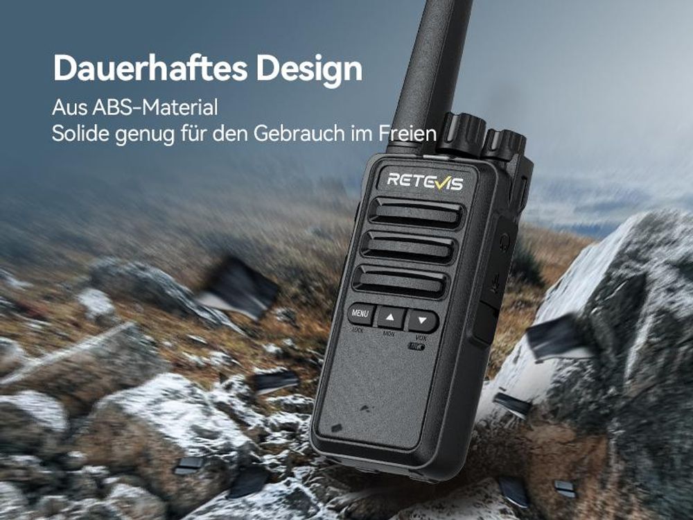 Retevis RT668B Funkgerät, PMR446 Walkie Talkie mit Ohrhörer für Erwachsene, VOX, 16 Kanäle, CTCSS/DCS, für Camping