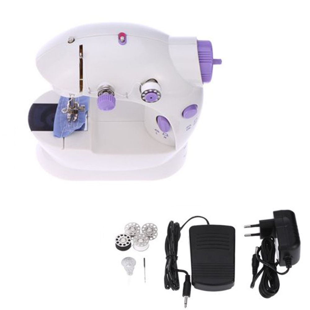 Elektrische Nähmaschine Tragbar Mini-Nähmaschine 2 Geschwindigkeit Mini und Reisenähmaschine Nähen Maschine Doppelgewinde Foot Pedal Fusspedal Retoo