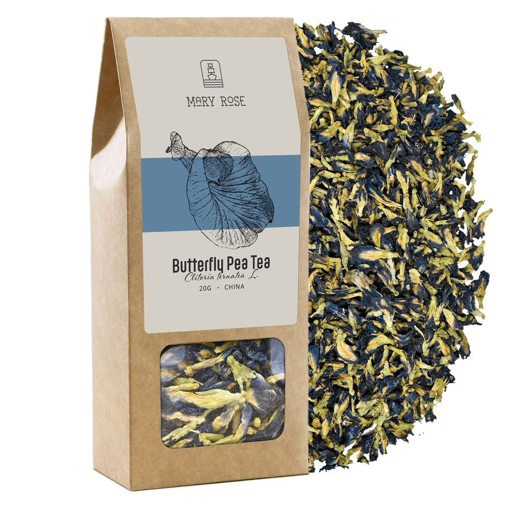 Getrockneter Mary Rose <b>Butterfly</b> Pea Tea – intensive blaue Blüten