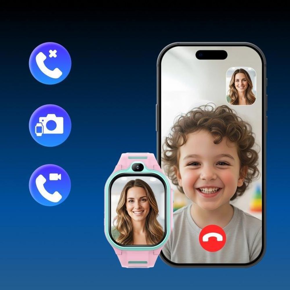 Smartwatch Forever GPS WiFi 4G Kids Boost KW-530 Schwarz Android AI SOS IPS 2,0" nanoSIM 2 Mpx G-Sensor IP67 GeoFencing Videoanruf 800 mAh