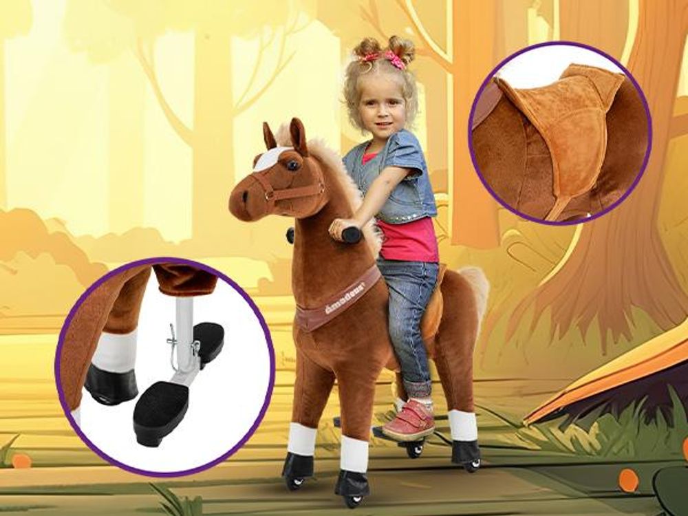Miweba Pony Amadeus | Spiel Pferd für Kinder  - Schaukelpferd - Stehpferd zum draufsitzen - Reitpferd - Indoor & Outdoor - Rücklaufbremse - 4-8 Jahre