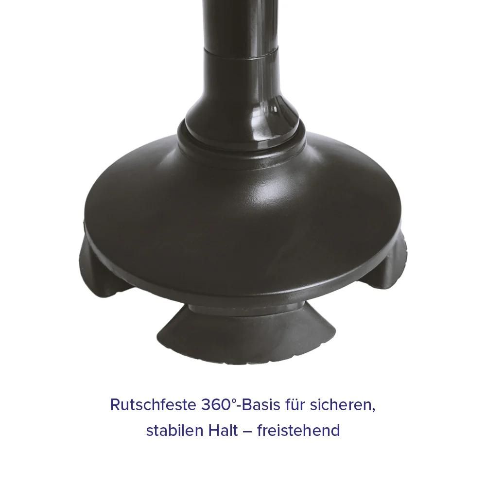 Rutschfester und drehbarer 4-Punkt-Standfuß des DR-HO’S Gehstocks