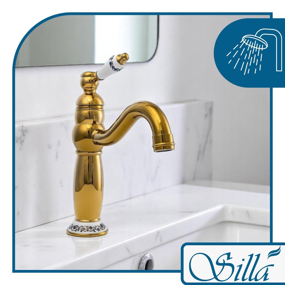 Silla, Gold, Armatur, Bad, Spültischarmatur, Wasserhahn Bad, Wasserhahn, Messing