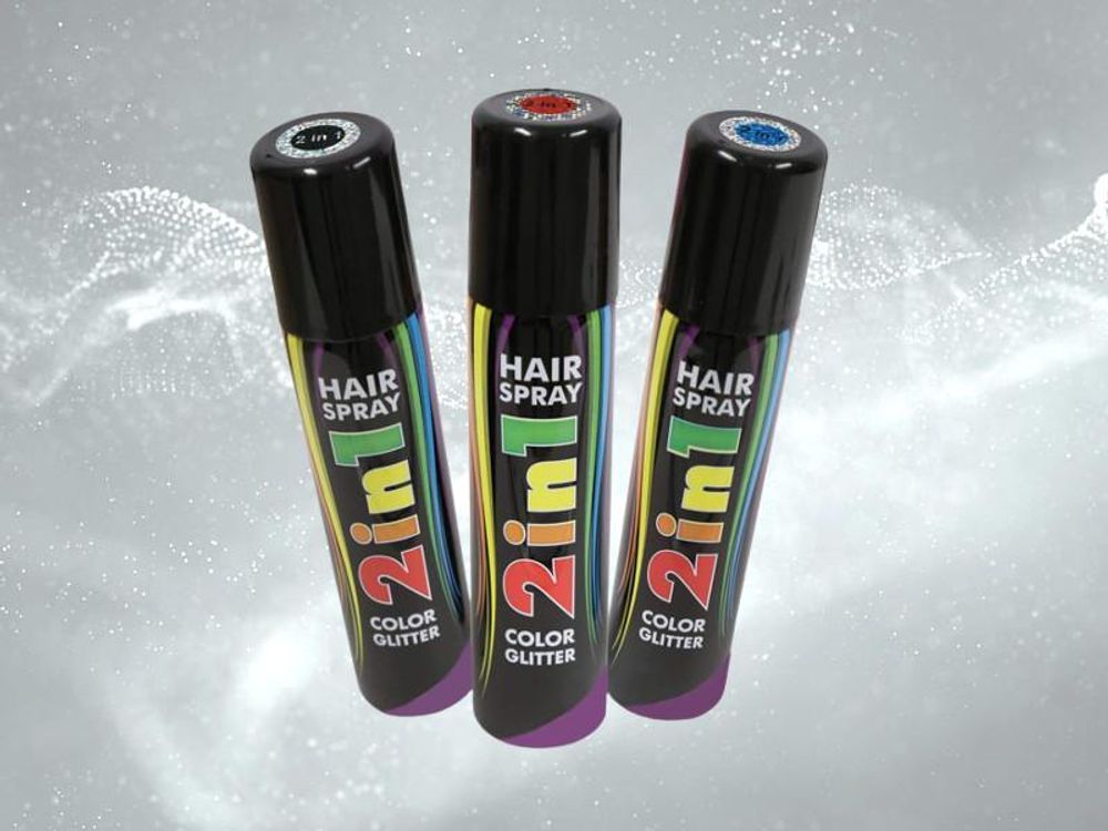 Haarspray 2in1 Color und Glitter in verschiedenen Farben buntes Haarspray mit Glitzer Haarschmuck farbig (Pink)