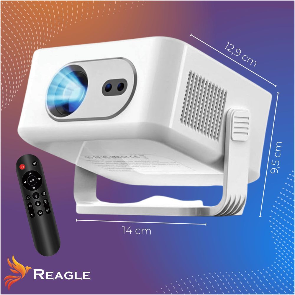 Smart Beamer Android 14 4K 300 ANSI WLAN Bluetooth 6 Autofokus Keystone 150" Tragbar Mini Projektor Heimkino Reagle
