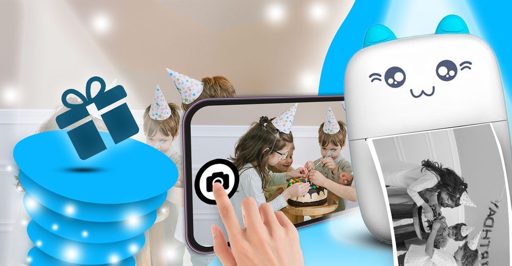All-in-One Mini-Drucker Thermodrucker Bluetooth Multifunktions-Fotodrucker für Handy Smartphone Drahtloser mit 11 Thermopapierrolle iOS Android Retoo