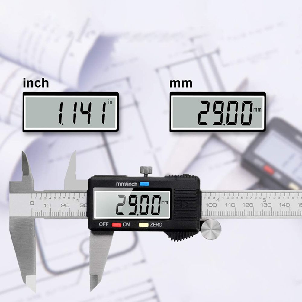 Digitaler Messschieber aus Edelstahl 150mm Digital Meßschieber Schieblehre Ersatzbatterie Spritzwasserdicht LCD Bildschirm Innen- Außen Retoo