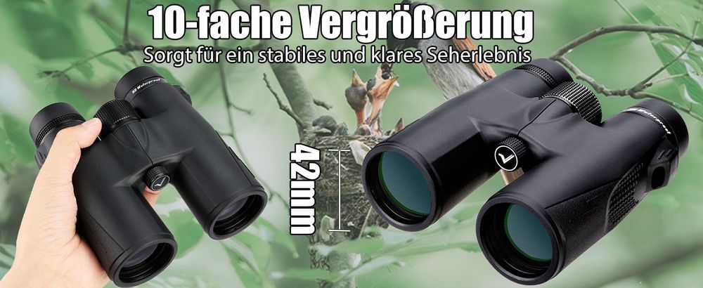 Svbony SV47 Fernglas, 10x42 Fernglas für die Vogelbeobachtung bei Erwachsenen, HD FMC Optik Bak4 Prisma Wasserdichtes, Nebelsicheres Fernglas für die Jagd auf Wildtiere Stargazing
