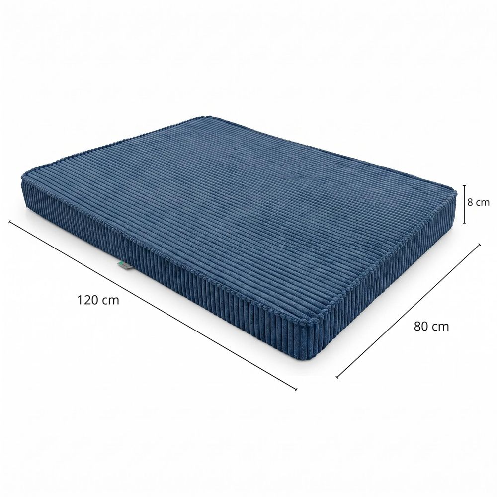 HUNDEBETT HUNDEKISSEN HUNDEMATTE CORD XL 120x80 CM Dunkelblau
