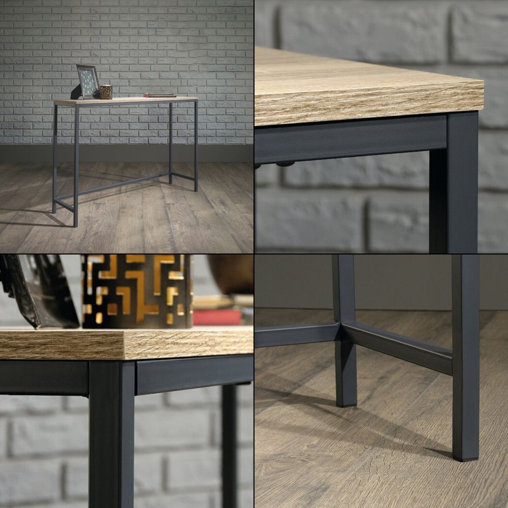 Konsolentisch 'Kronoby' Metall mit MDF-Platte 100 x 30 x 80 cm Schwarz / Eicheoptik