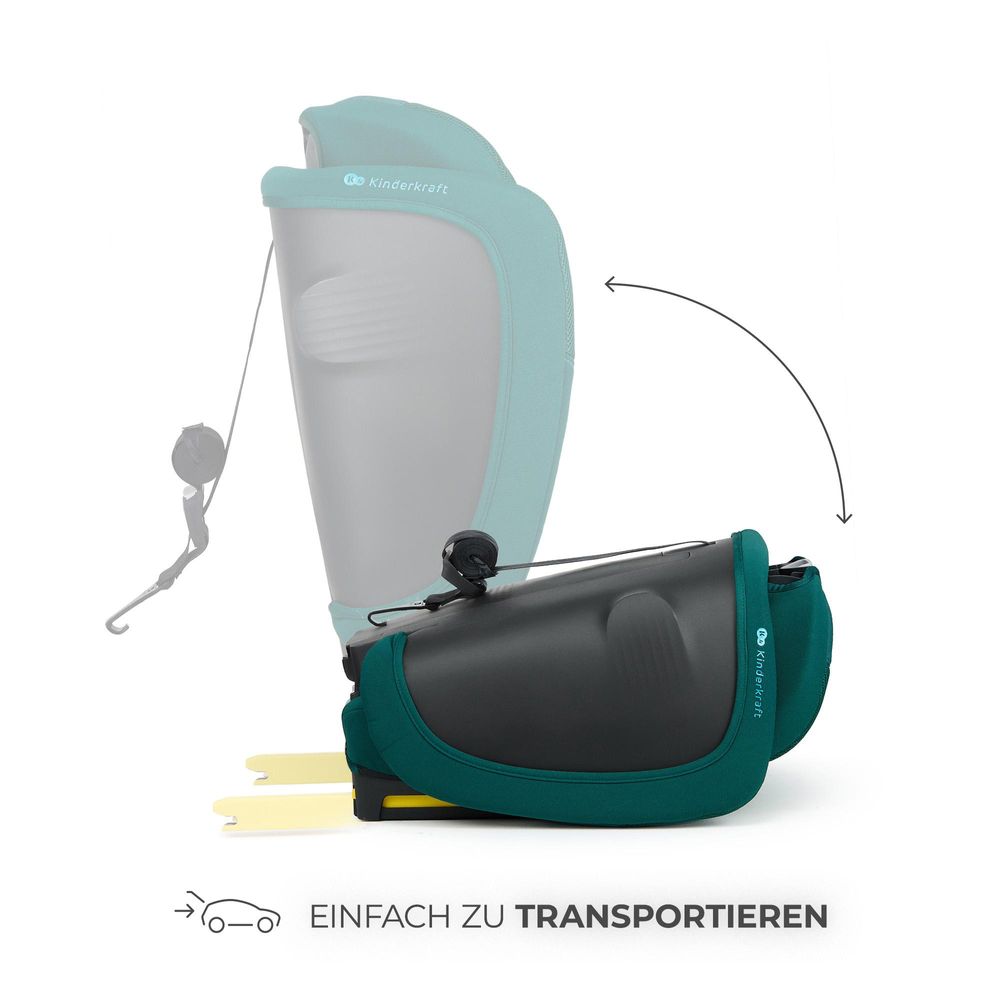 Kinderkraft FIX2GO i-Size – Autokindersitz 76–150 cm – ISOFIX – SAFERIDE SENSOR – H-GUARD+ – EASY GROW – klappbar – AIR FLOW – R129 - Grün