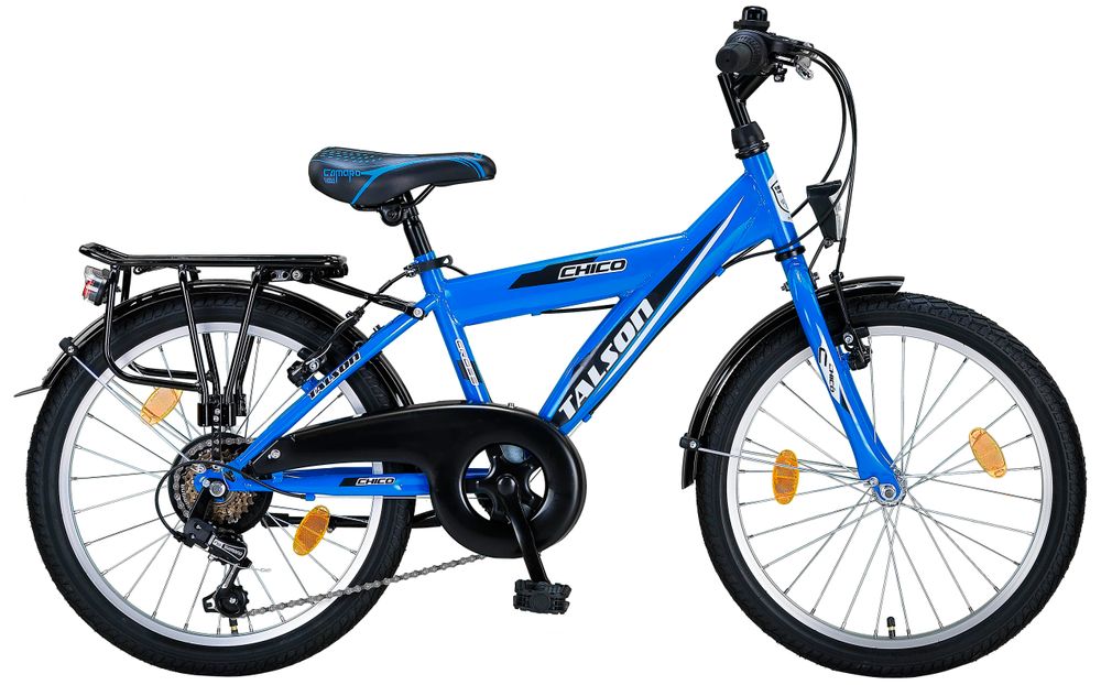 20 Zoll Kinderfahrrad 6 Gang SHIMANO 20" Kinder Fahrrad Blau-Schwarz mit Beleuchtung TMX