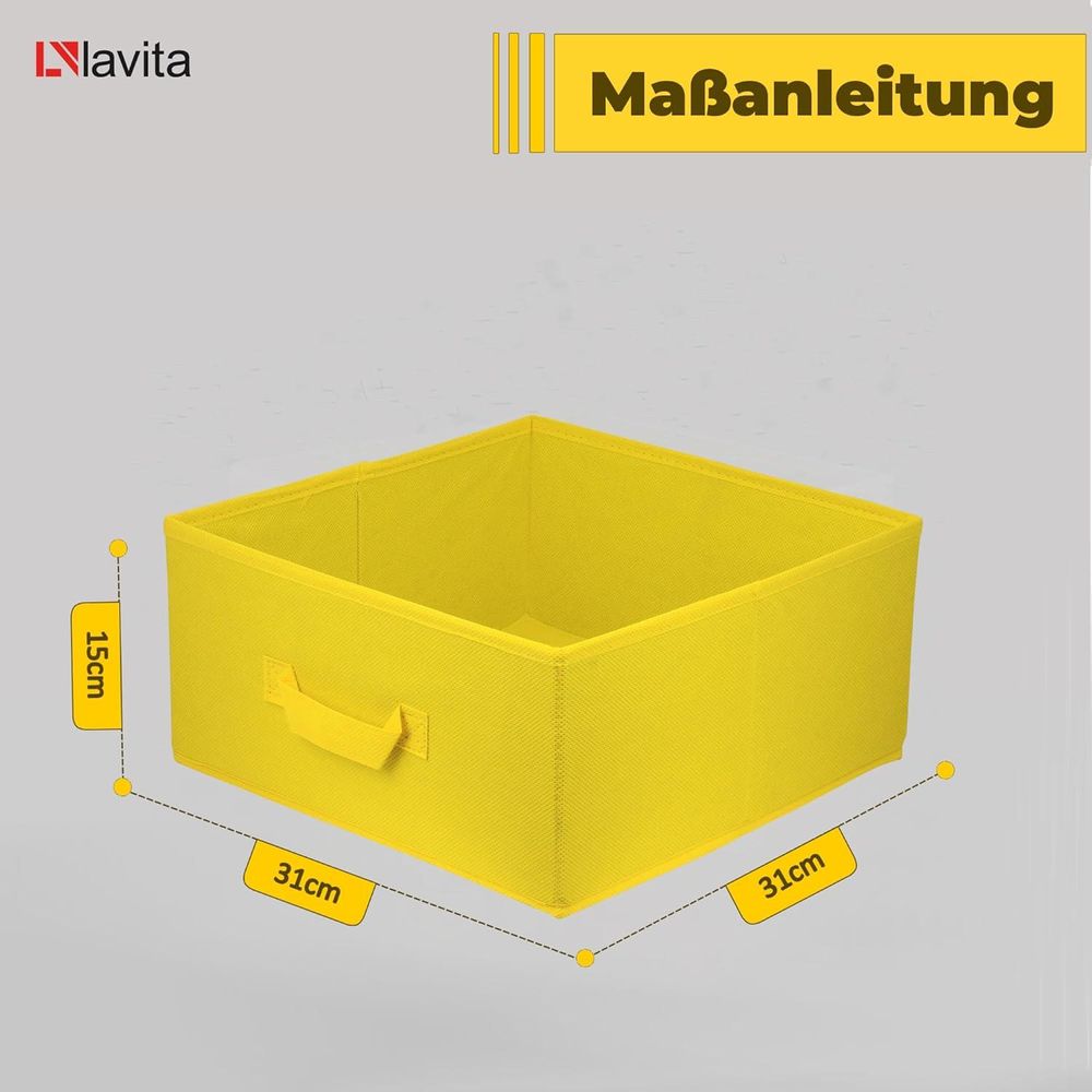 Lavita Storage Box | faltbare Aufbewahrung Boxen 31 x 31 x 15 cm | Schubladen-Organizer Box| Ordnungssysteme für Kleidung | Kleideraufbewahrung & Organisation | Gelb | 1 stück