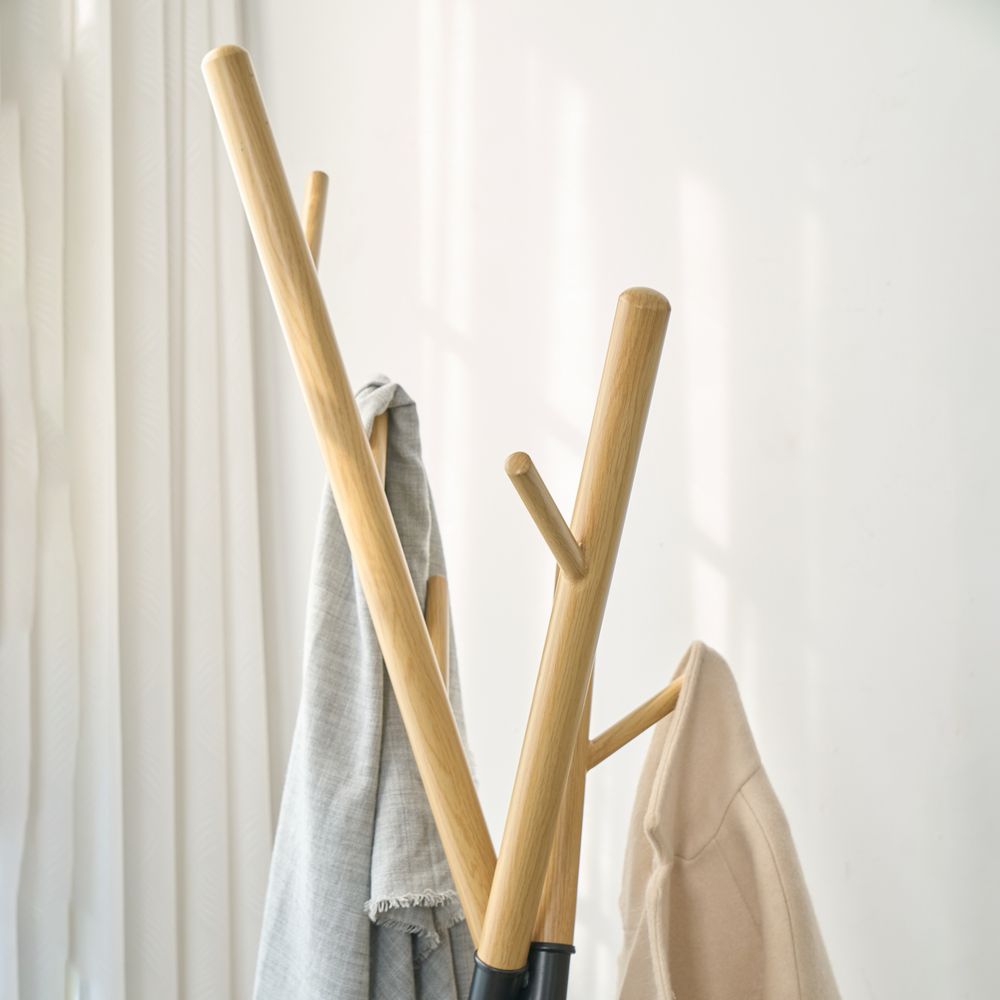 Garderobenständer 'Laerdal' Kleiderständer Baumform 172 x 49 x 49 cm Stahl Schwarz/Holzoptik