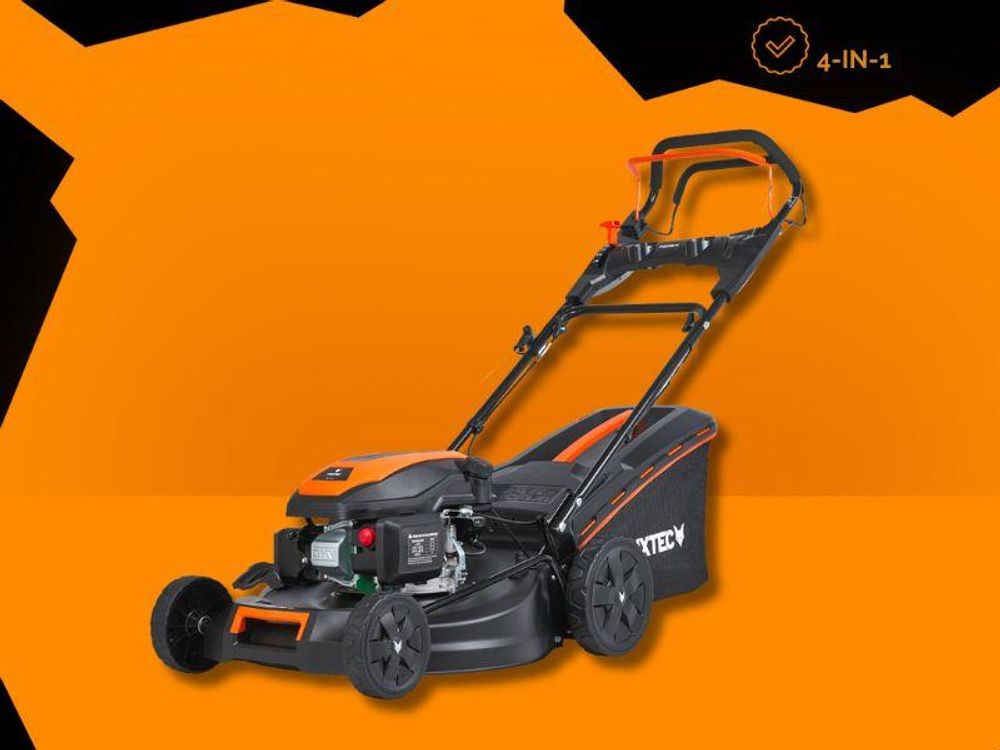 FUXTEC 4in1 Benzin Rasenmäher FX-RM5170PRO - 170ccm | 51cm | 28Kg | 4PS| E-Start | Mulchfunktion | Seitenauswurf | 60L Fangkorb | bis 1000m²