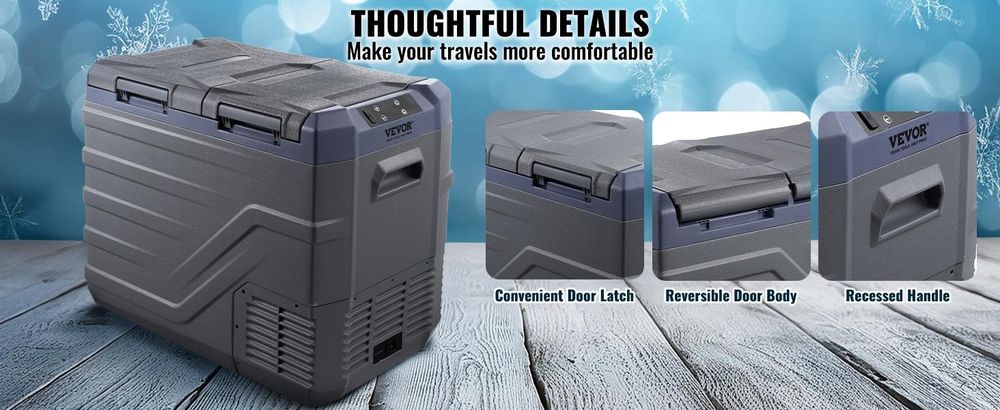 VEVOR Autokühlschrank, 40 L Dual Zone tragbarer Gefrierschrank, 12 Volt Autokühlschrank, -4℉-68℉ einstellbarer Bereich, 12/24 V DC und 100-240 V AC Kompressorkühler für Outdoor, Camping, Wohnmobil