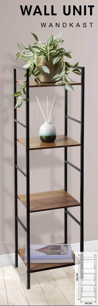 Schwarzes Metallregal 29,5x23,5x106,5 cm