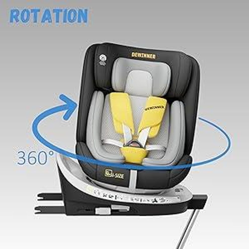 DEWINNER Siège Auto Bébé 0 à 36kg ISOFIX - Siege Auto Pivotant 360°,I-Size Group 0+1/2/3 (40-150cm),Harnais 5 Points Sièges Auto,RWF,FWF