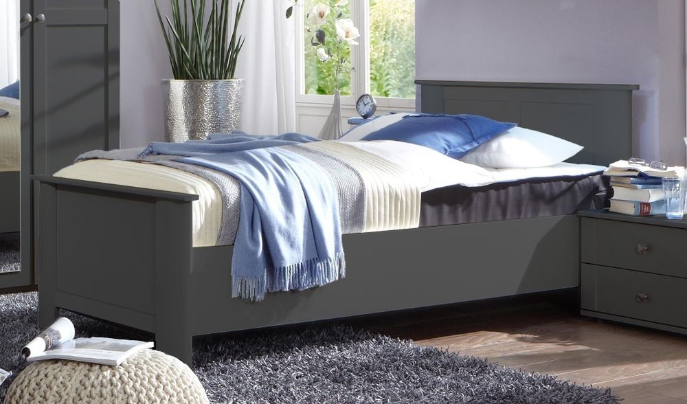 Bett „Chalet“ – Einzelbett im modernen Landhausstil mit höhenverstellbaren Lattenrosthalterungen