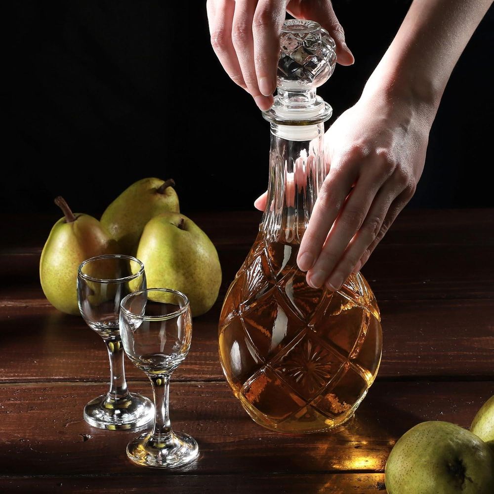 KADAX 2x Whisky-Alkohol-Dekanter aus Kristallglas, 0,8 l, mit Korken