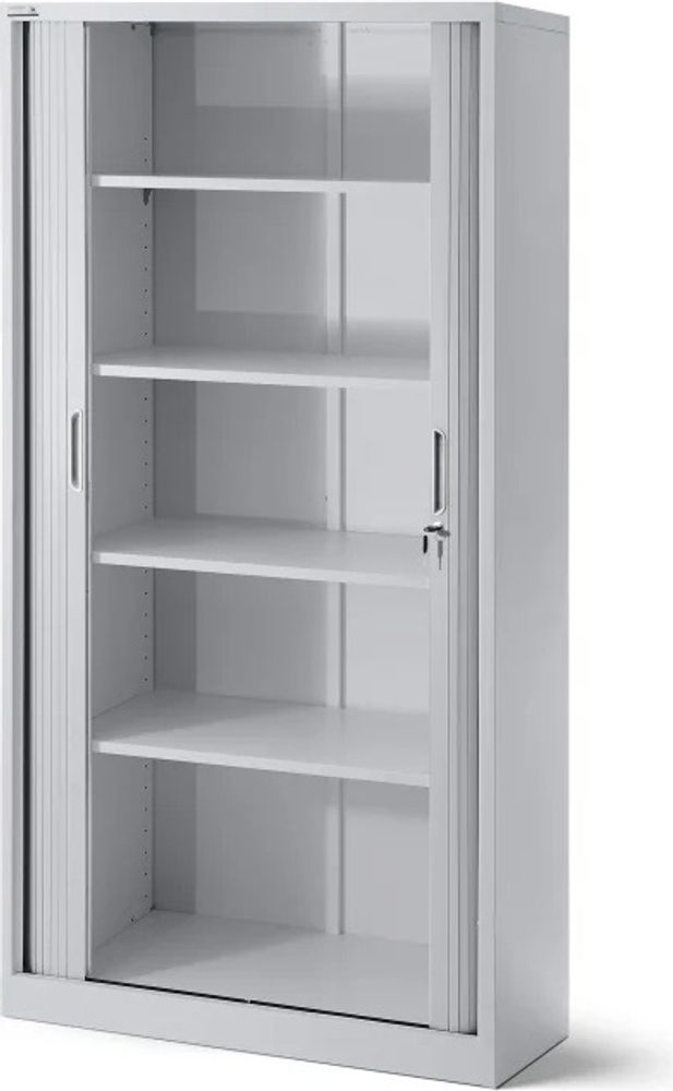 Aktenschrank Büroschrank Stahlschrank grau Schiebetür 185x90x45