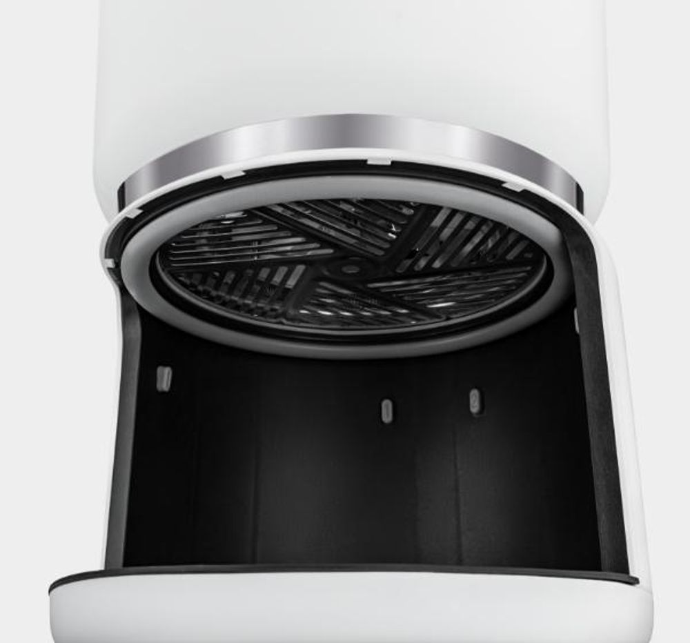 Frytkownica na gorące powietrze 4Swiss ABB-G24 Pure Glass 3L, biała, z szklaną szufladą, 1200 W, ekran dotykowy, bez tłuszczu, energooszczędna, można myć w zmywarce