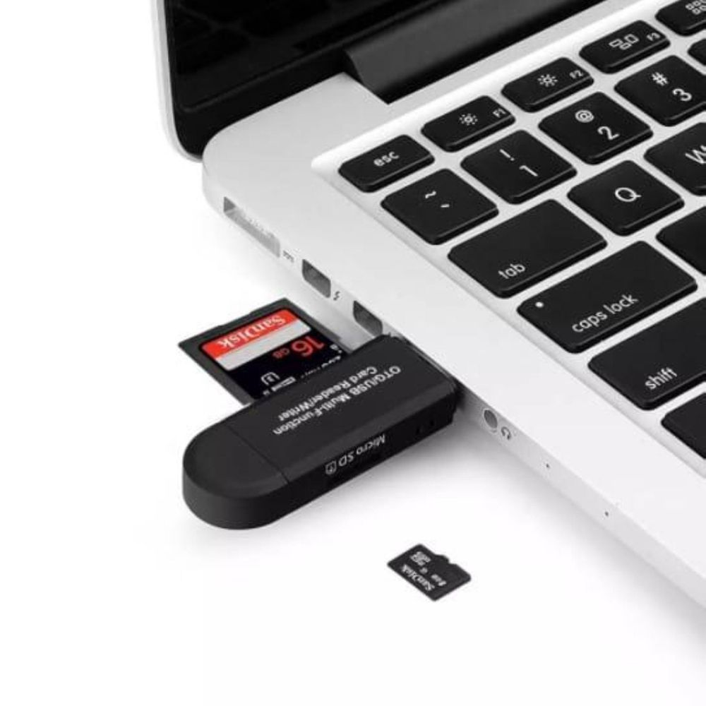 Čtečka karet SD - 5 v 1 - USB 3.0 - USB-C - Micro USB - OTG - SD a microSD TF - Plug and Play - černá