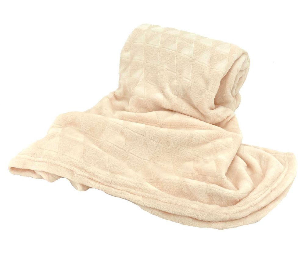 Heimtexland Hochwertige Flanell Kuscheldecke XL 200x150 cm Raute super flauschige Wohndecke Geschenkidee Geburtstag Weihnachten kuschelweich Typ754 Creme