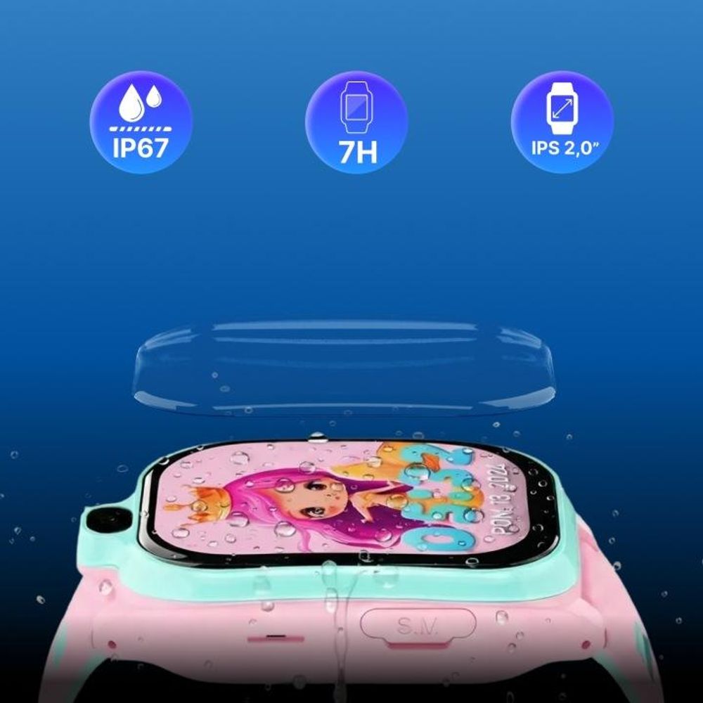 Smartwatch Forever GPS WiFi 4G Kids Boost KW-530 Rosa KI SOS IPS 2,0" nanoSIM 2 Mpx G-Sensor IP67 GeoFencing Videoanruf 800 mAh