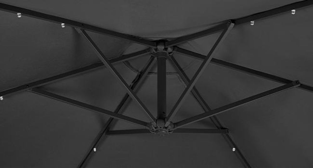 SONGMICS Sonnenschirm Ø 300 cm mit LED-Solar-Beleuchtung UPF 50+