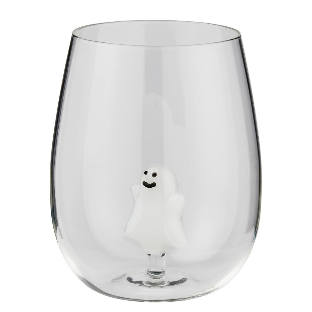 Trinkglas 450ml Glas Gespenst MERRY & JOY | Becher mit Weihnachtsmotiv | Weihnachtsgläser für Wasser, Sprudel & Cocktails |