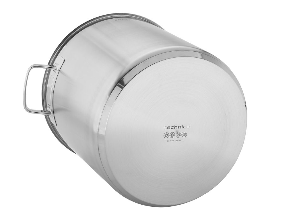 TECHNICA Hoher Topf 21,2L | 30 cm | Edelstahldeckel | Edelstahl Induktion Kochtopf