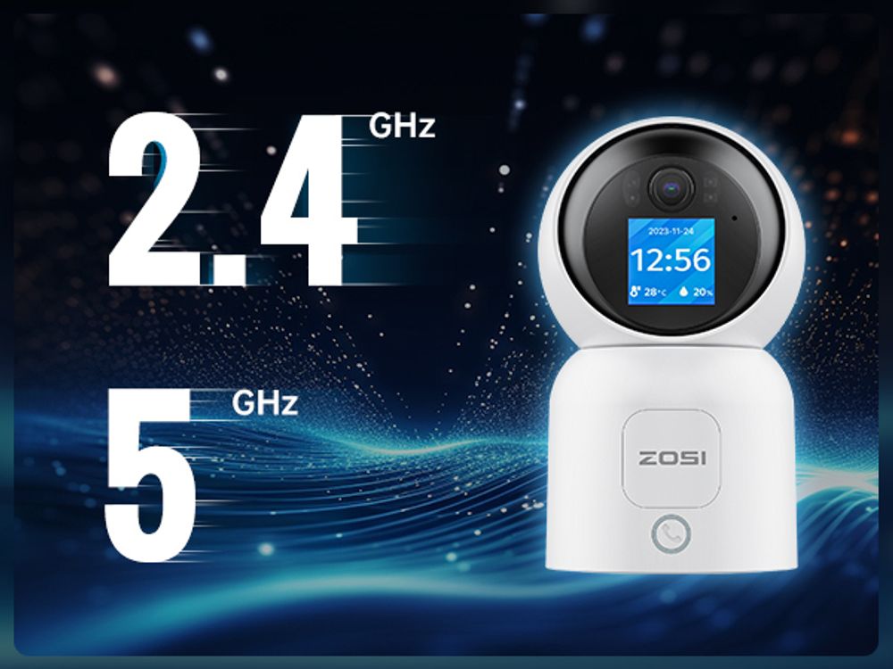 ZOSI 4K WLAN Überwachungskamera mit 1,44" Monitor, 8MP Innen Kamera 360° Schwenkbar, 2-Wege-Videoanruf, 2,4/5Ghz WiFi, AI Personenerkennung, C519M