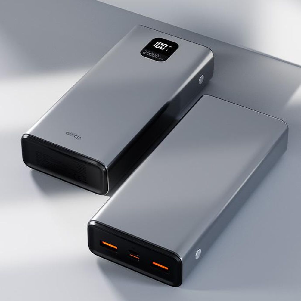 Allity Powerbank APB-100 PD QC 22,5W 20000 mAh szary szybkie ładowanie
