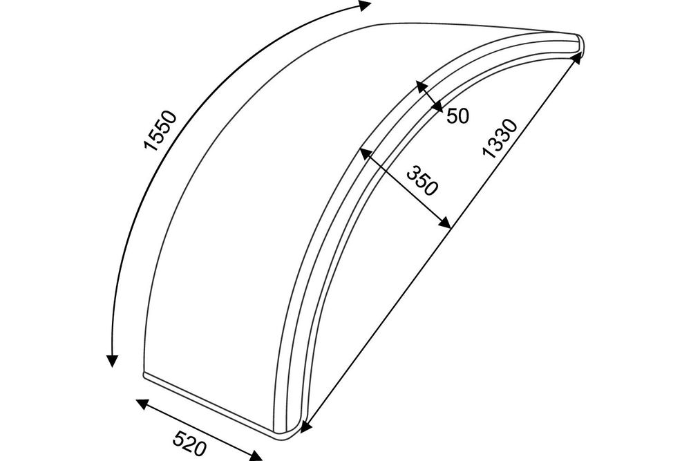 DOMAR T10140 Kotflügel-Set 24-34 Zoll aus Kunststoff 2 Stück für Landmaschinen und Traktoren 1330x520 mm als Radkasten