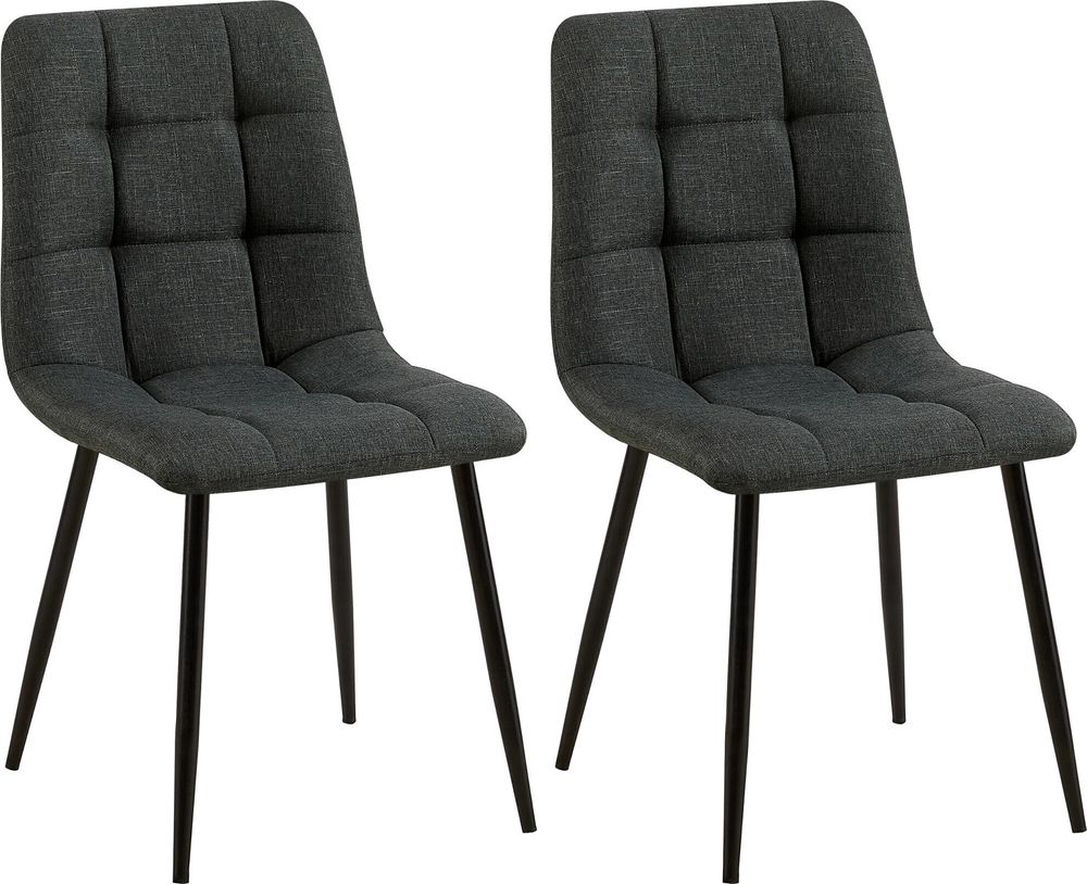 CLP 2er Set Esszimmerstuhl Tilde gepolstert mit Rückenlehne bis 150 kg belastbar dunkelgrau Material Stoff