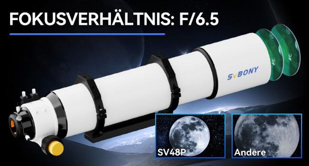 Svbony SV48P 102F6.5 Refraktor Teleskop, FMC Grün Beschichtete Linse Achromatisches Glas Teleskop OTA, 2.5" Rap Double Speed Fokuser