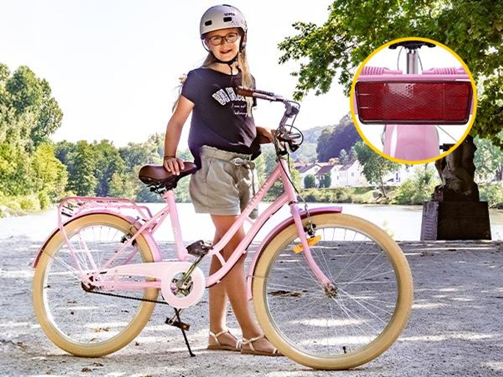 Actionbikes Kinderfahrrad Retrostar 24 Zoll | Kinder Fahrrad - V-Brake Bremsen - Kettenschutz - Fahrradständer - Kinderrad - 8-12 Jahre (Rosa)