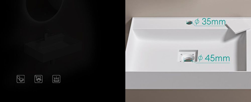doporro Waschbecken Aufsatzwaschbecken Hängewaschbecken aus Mineralguss 70×46×12cm Waschplätze in matt Weiß inkl. Ablaufgarnitur Colossum630