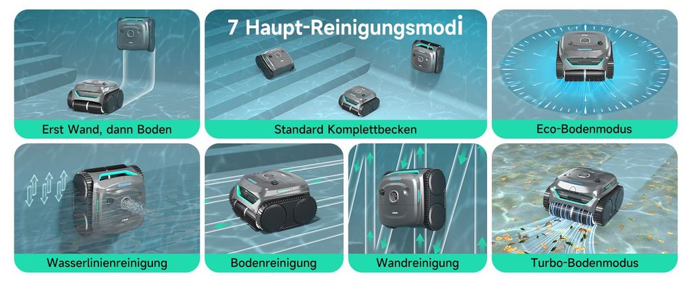 WYBOT C2 Kabelloser Poolroboter - 3592 GPH Saugkraft, 180min Laufzeit, 180μm+10μm Doppelfilter, App-Steuerung, IPX8, bis 1614sq.ft​